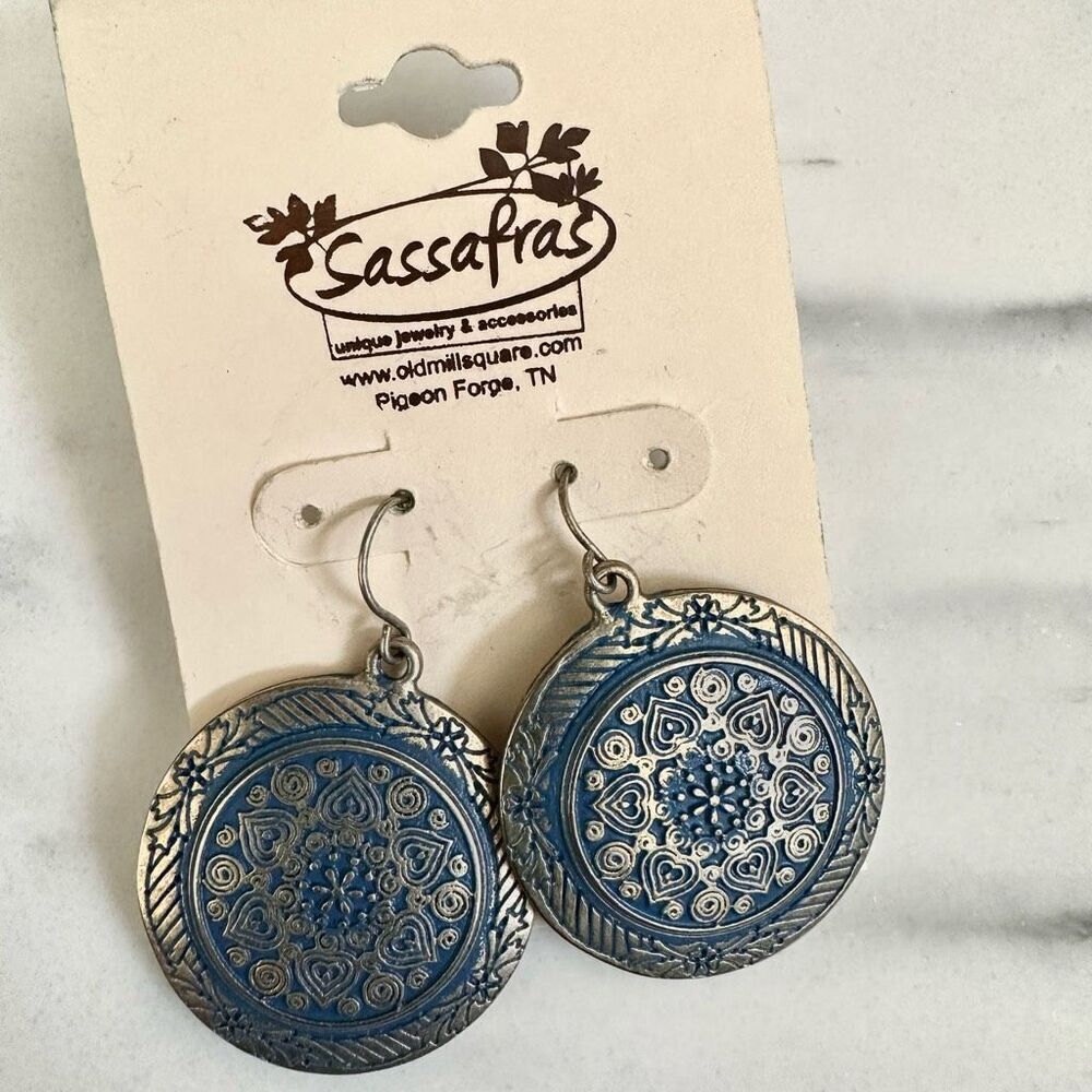 Sassafras blue mandala earrings